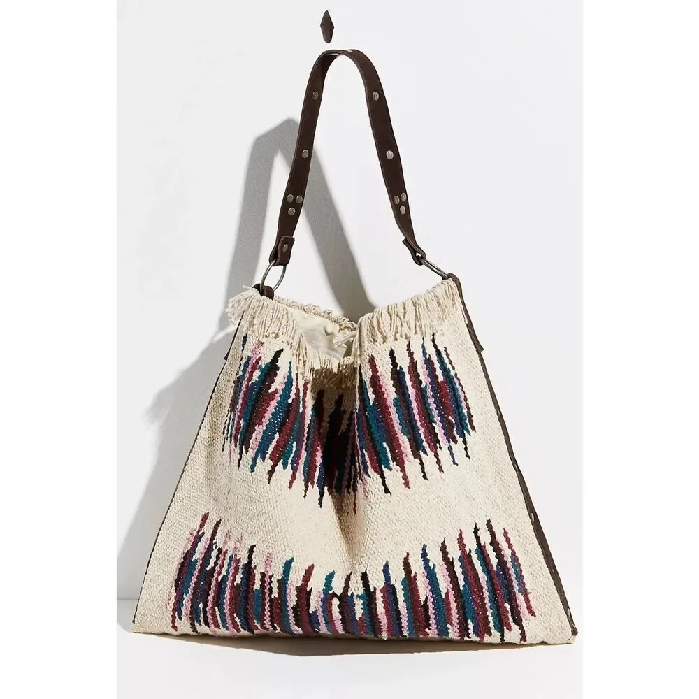 Free People Mixed And Mended Fringed Hobo Bag Leather Shoulder Strap NEW $128